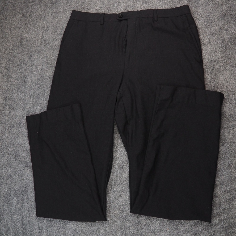 Zanetti Dress Pants Men 36x34 Black 100% Wool Zignone Luxury Italian Made